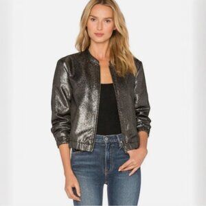 Paige Rosie HW   Flo Metallic Black Bomber Jacket Gray NWT Size M